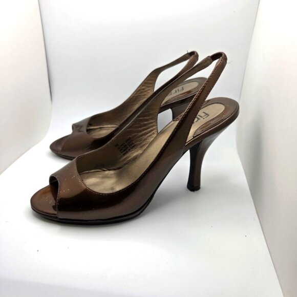 Brown Slingback PeepToe Heels - Picture 4 of 6